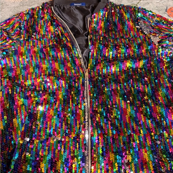 Colorful Sequin Zip-Up Jacket - Picture 3 of 8